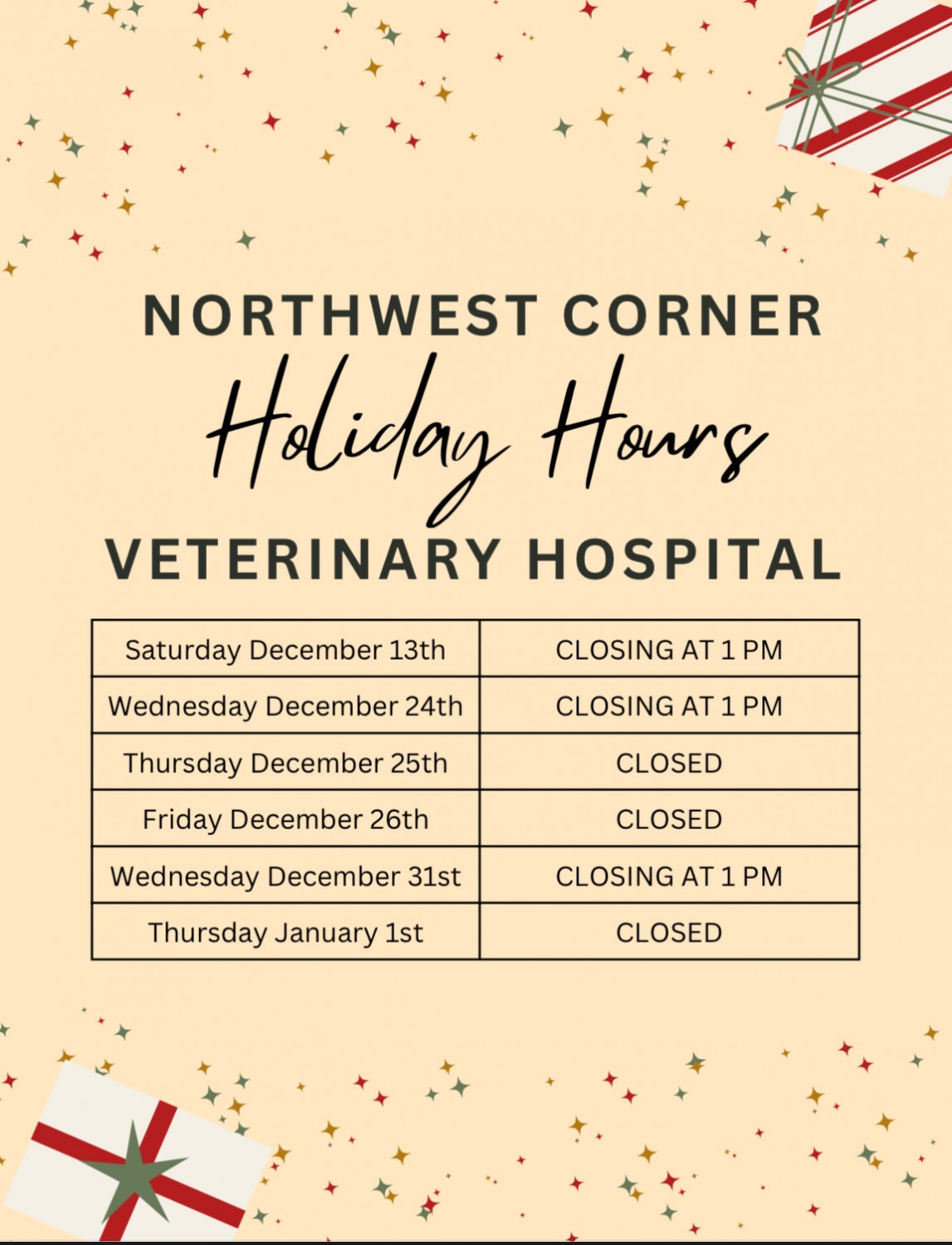 Holiday Hours